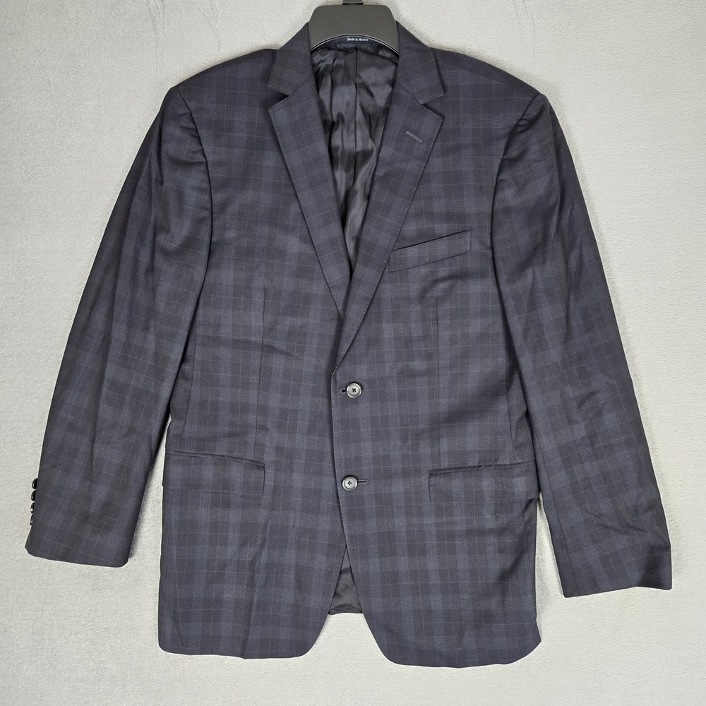 Z Zegna Blazer Mens 40 R City Fit Blue Plaid Wool Sport Coat Jacket Modern